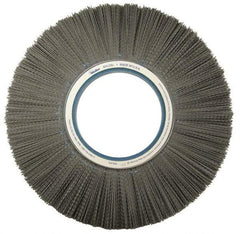 Weiler - 14" OD, Crimped Nylon Wheel Brush - 1-1/8" Face Width, 3-3/4" Trim Length, 0.022" Filament Diam, 1,800 RPM - Best Tool & Supply