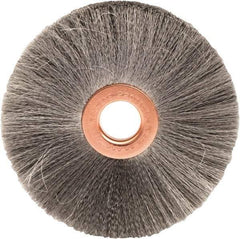 Weiler - 3" OD, 1/2" Arbor Hole, Crimped Steel Wheel Brush - 5/8" Face Width, 1" Trim Length, 0.003" Filament Diam, 20,000 RPM - Best Tool & Supply