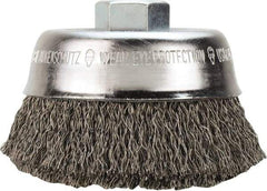 Milwaukee Tool - 4" OD, 5/8" Arbor Hole, Crimped Stainless Steel Wheel Brush - 1/2" Face Width, 3/4" Trim Length, 0.014" Filament Diam, 12,000 RPM - Best Tool & Supply