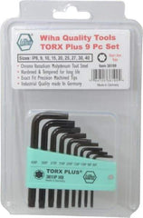 Wiha - 9 Piece IP8 to IP40 L-Key Short Arm Torx Plus Key Set - IP8, IP9, IP10, IP15, IP20, IP25, IP27, IP30, IP40 Torx Size - Best Tool & Supply