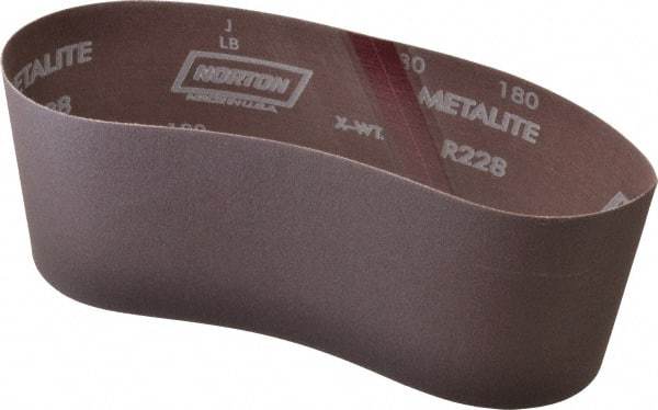 Norton - 4" Wide x 24" OAL, 180 Grit, Aluminum Oxide Abrasive Belt - Aluminum Oxide, Very Fine, Coated, Series R228 - Best Tool & Supply