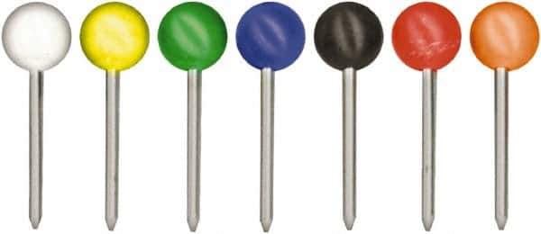 GEM - Black, Blue, Green, Orange, Red, White & Yellow Push Pins - Use with Walls, Map - Best Tool & Supply