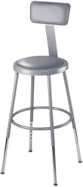 NPS - 16-3/4" Wide x 20-1/2" Deep x 44 to 53-1/2" High, Standard Base, Adjustable Seat Stool - Vinyl Seat, Gray - Best Tool & Supply