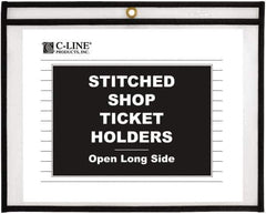 C-LINE - 25 Piece Clear Stitched Shop Ticket Holder-Open Long Side - 11" High x 8-1/2" Wide - Best Tool & Supply