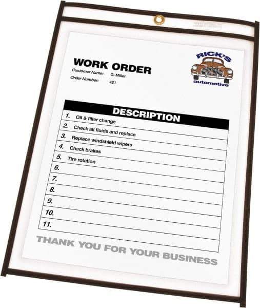 C-LINE - 25 Piece Clear Stitched Shop Ticket Holder - 11" High x 8-1/2" Wide - Best Tool & Supply