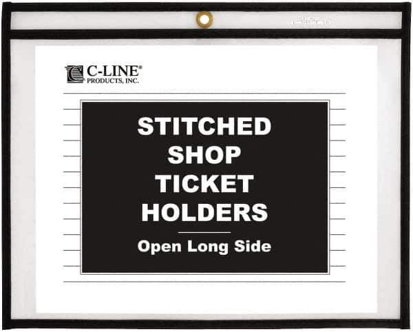 C-LINE - 25 Piece Clear Stitched Shop Ticket Holder-Open Long Side - 12" High x 9" Wide - Best Tool & Supply