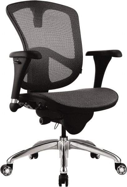 Bevco - 18 to 21-1/2" High Adjustable Chair - 20-1/2" Wide x 19-3/4" Deep, Mesh Seat, Black - Best Tool & Supply