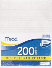 Mead - 200 Sheet, 10-1/2 x 8", Wide Ruled Filler Paper - White - Best Tool & Supply