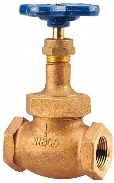 NIBCO - 1-1/2" Pipe, Threaded Ends, Bronze Integral Oxygen Service Globe Valve - PTFE Disc, Union Bonnet, 300 psi WOG, 150 psi WSP, Class 150 - Best Tool & Supply