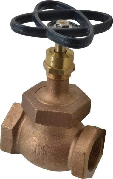 NIBCO - 1-1/4" Pipe, Threaded Ends, Bronze Integral Globe Valve - PTFE Disc, Screw-In Bonnet, 200 psi WOG, 125 psi WSP, Class 125 - Best Tool & Supply