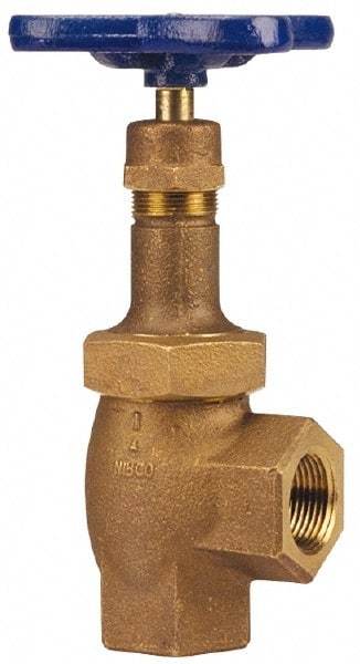 NIBCO - 1-1/2" Pipe, Class 300, Threaded Bronze Replaceable Angle Gate Valve - 600 WOG, 300 WSP, Union Bonnet - Best Tool & Supply