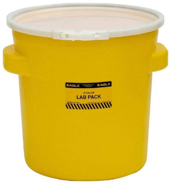 Eagle - 20 Gallon Capacity, Plastic Lever Lock, Yellow Lab Pack - 5 Gallon Container, Polyethylene, 88 Lb. Capacity, UN 1H2/X40/S Listing - Best Tool & Supply