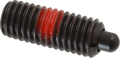 Jergens - 1/2-13, 1-1/4" Thread Length, 1/4" Plunger Projection, Steel Threaded Spring Plunger - 1/4" Max Plunger Diam, 1-1/4" Plunger Length, 6.6 Lb Init End Force, 17.4 Lb Final End Force, 1/4" Hex - Best Tool & Supply