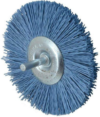 Value Collection - 4" OD, 1/4" Shank Diam, Crimped Nylon Wheel Brush - 1/4" Face Width, 5/16" Trim Length, 4,500 RPM - Best Tool & Supply