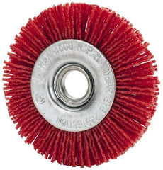 Value Collection - 3" OD, 1/2" Shank Diam, 1/2" Arbor Hole, Crimped Nylon Wheel Brush - 3/8" Face Width, 5/16" Trim Length, 4,500 RPM - Best Tool & Supply