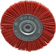 Value Collection - 4" OD, 1/2" Shank Diam, 1/2" Arbor Hole, Crimped Nylon Wheel Brush - 1/2" Face Width, 5/16" Trim Length, 4,500 RPM - Best Tool & Supply