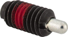 Jergens - 5/16-18, 5/8" Thread Length, 3/16" Plunger Projection, Steel Threaded Spring Plunger - 0.135" Max Plunger Diam, 5/8" Plunger Length, 0.5 Lb Init End Force, 4.5 Lb Final End Force - Best Tool & Supply