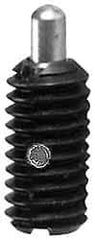 Gibraltar - 6-32, 3/8" Thread Length, 1/16" Plunger Projection, Steel Threaded Spring Plunger - 0.046" Max Plunger Diam, 0.5 Lb Init End Force, 1.5 Lb Final End Force - Best Tool & Supply