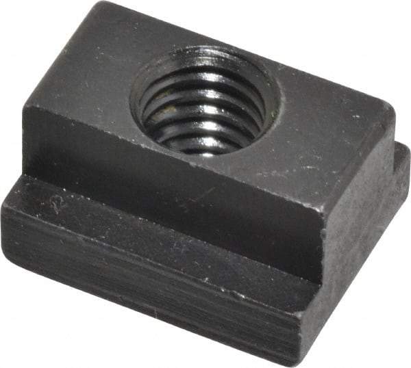 Jergens - 3/8-16 Blind Tapped T Slot Nut - 7/16" Slot Width, 11/16 x 7/32" Base Width x Height, 7/8 x 1/2" OAL x Height - Best Tool & Supply