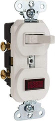 Pass & Seymour - 1 Pole, 120/125 VAC, 15 Amp, Flush Mounted, Ungrounded, Tamper Resistant Combination Switch with Pilot Light - NonNEMA Configuration, 1 Switch, Side Wiring, UL Listed 20 498 Standard - Best Tool & Supply