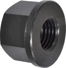 Jergens - 1-8, 2" Flange Diam, 1-1/4" High, 1-5/8" Across Flats, Flange Nut - Grade Low Carbon Steel Steel, Black Oxide Finish, 1/4" Flange Height, TCMA - Best Tool & Supply