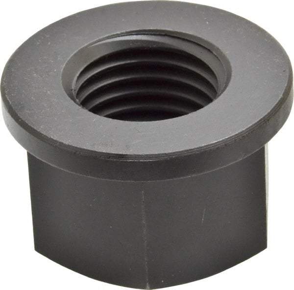 Jergens - 1-1/4 - 7, 2-1/4" Flange Diam, 1-3/8" High, 1-13/16" Across Flats, Flange Nut - Grade Low Carbon Steel Steel, Black Oxide Finish, 1/4" Flange Height, TCMA - Best Tool & Supply