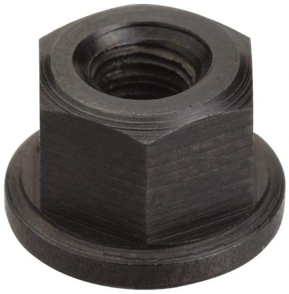 Jergens - 3/4-10 Steel Black Oxide Spherical Flange Nut - 3/4" High, 1-5/8" Diam x 1/4" High Flange, 2-1/2" Radius - Best Tool & Supply