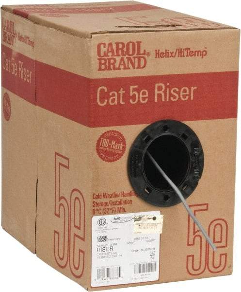 Made in USA - Cat5e, 24 AWG, 4 Wires, Unshielded Network & Ethernet Cable - Gray, Polyolefin, 1,000' OAL - Best Tool & Supply