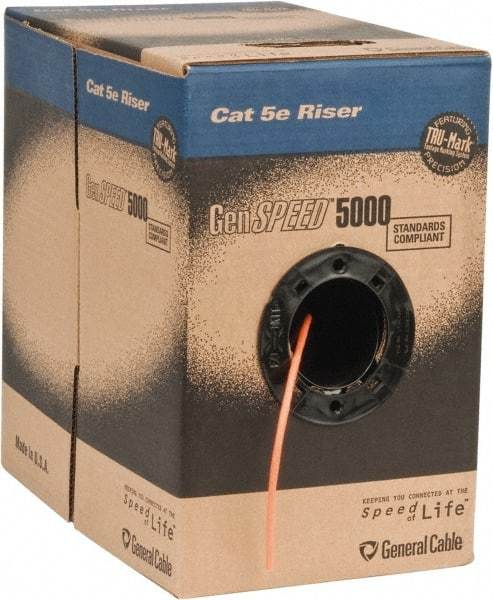 Made in USA - Cat5e, 24 AWG, 4 Wires, Network & Ethernet Cable - Orange, Polyolefin, 1,000' OAL - Best Tool & Supply