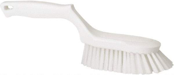 Vikan - 1-1/2" Bristle Length, Polyester Scrub Brush - 5-5/8" Long x 5" Wide Head, 13-1/2" OAL, White, Polypropylene Block - Best Tool & Supply