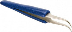 Aven - 4-1/2" OAL 7-SA Ergonomic Cushion Grip Tweezers - Curved, Super-Fine, Pointed Tips - Best Tool & Supply