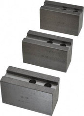 H & R Manufacturing - 1.5mm x 60° Serrated Attachment, Square Soft Lathe Chuck Jaw - 3 Jaws, Steel, 1.181" Btw Mount Hole Ctrs, 4" Long x 1-3/4" Wide x 2-1/2" High, 0.63" Groove, 12mm Fastener - Best Tool & Supply