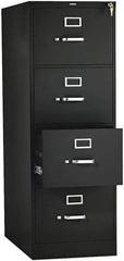 Hon - 15" Wide x 52" High x 26-1/2" Deep, 4 Drawer Vertical File with Lock - Steel, Black - Best Tool & Supply