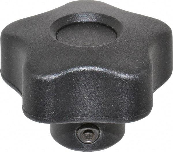 Elesa - 1.57" Head Diam, 5 Point Lobed Knob - 5/16" Hole, Thermoplastic, Black - Best Tool & Supply