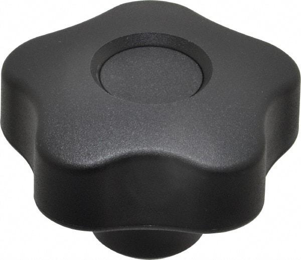 Elesa - 1.97" Head Diam, 5 Point Lobed Knob - 3/8-16 Hole, Thermoplastic, Black - Best Tool & Supply