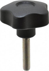 Elesa - 1.97" Head Diam, 5 Point Lobed Knob - 5/16-18 Stem, Thermoplastic, Black - Best Tool & Supply