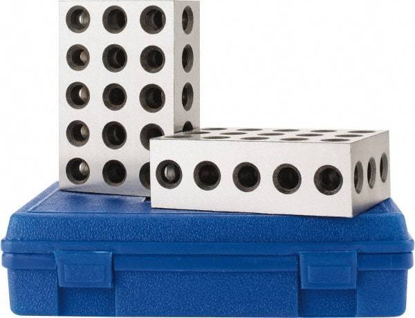 Fowler - 0.0003 Squareness Per Inch, Hardened Steel, 2-4-6 Block with 31 Hole Setup Block - 0.001 Inch Overall Tolerance, 5/8 - 11 Inch Tapped Hole Size, 56-60 RC Hardness, Sold As Matched Pair - Best Tool & Supply