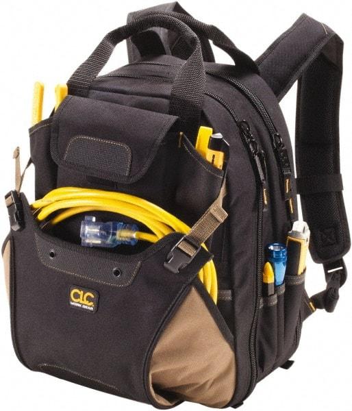 CLC - 44 Pocket Black & Khaki Polyester Backpack Tool Bag - 13" Wide x 7-1/2" Deep x 16" High - Best Tool & Supply