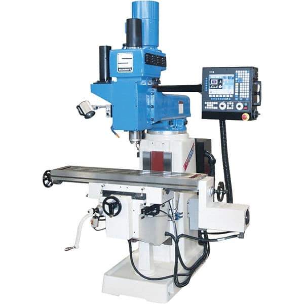 Summit - 20" Table Width x 52" Table Length, Electronic Variable Speed Control, 3 Phase Knee Milling Machine - CAT40 Spindle Taper, 5 hp - Best Tool & Supply