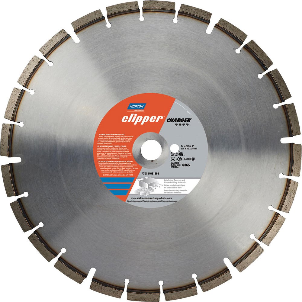 Wet & Dry Cut Saw Blade: 18″ Dia, 1″ Arbor Hole, 0.125″ Kerf Width, 26 Teeth High Speed Steel Teeth, Use on Concrete, Standard Arbor