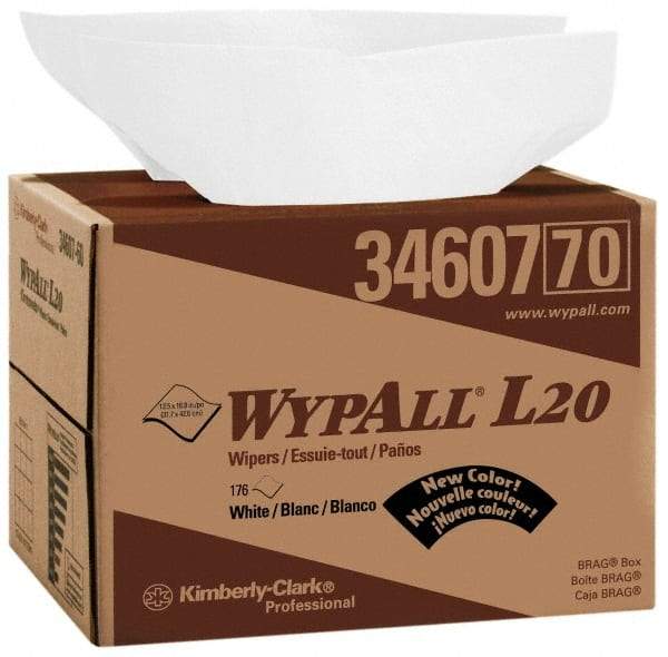 WypAll - L20 Dry General Purpose Wipes - Brag Box/Double Top Box, 16-3/4" x 12-1/2" Sheet Size, White - Best Tool & Supply