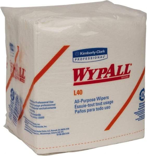 WypAll - L40 1/4 Fold General Purpose Wipes - Poly Pack, 13" x 12-1/2" Sheet Size, White - Best Tool & Supply