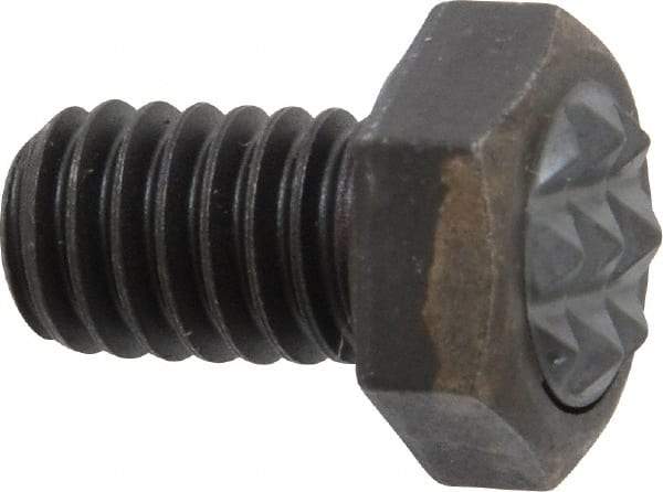 Fairlane - Serrated Tooth, 5/16-18, 1/2" Shank Length, 1/2" Thread Length, Black Oxide Finish, Hex Head, Adjustable Positioning Gripper - 3/8" Pad Diam, 1/2" Hex, 1/4" Head Height, Fine Tooth Grade - Best Tool & Supply