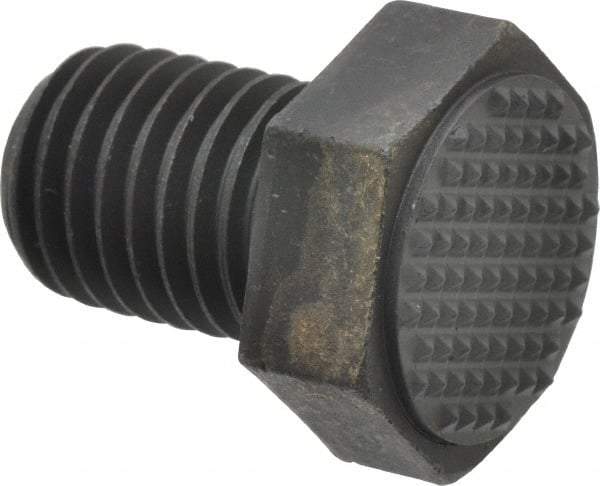 Fairlane - Serrated Tooth, 3/4-10, 1" Shank Length, 1" Thread Length, Black Oxide Finish, Hex Head, Adjustable Positioning Gripper - 1" Pad Diam, 1-1/8" Hex, 1/2" Head Height, Extra Fine Tooth Grade - Best Tool & Supply