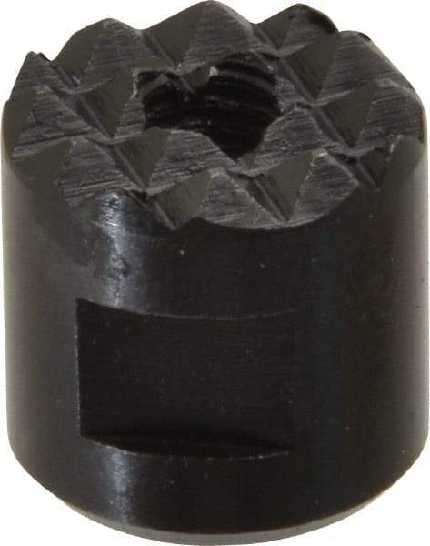 Fairlane - 10-32 Thread, 1/2" Diam, 1/2" High, Threaded, Fine Tooth Grade Diamond Serration Tooth Pattern, High Speed Steel, Round Positioning Gripper - 3/16" Flat Width, Black Oxide Coated - Best Tool & Supply