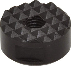 Fairlane - 1/4-28 Thread, 3/4" Diam, 3/8" High, Threaded, Fine Tooth Grade Diamond Serration Tooth Pattern, High Speed Steel, Round Positioning Gripper - 3/16" Flat Width, Black Oxide Coated - Best Tool & Supply