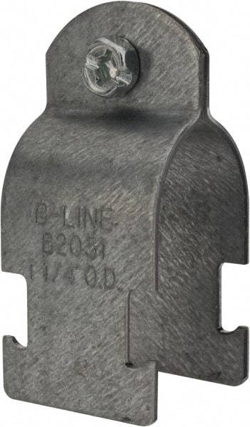 Cooper B-Line - 1-1/4" Pipe, 14 Gauge, Grade ASTM A1011," Pipe or Conduit Clamp - Zinc Plated, 600 Lb Capacity, All Conduit - Best Tool & Supply