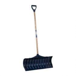 UnionTools - 30 Inch Wide Blade x 11-1/2 Inch High Blade Pusher Snow Shovel - 43 Inch Long Ash Shaft Handle with Poly D-Grip - Best Tool & Supply