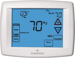 White-Rodgers - 45 to 99°F, 4 Heat, 2 Cool, Universal Touch Screen Programmable Thermostat - 0 to 30 Volts, Horizontal Mount, Electronic Contacts Switch - Best Tool & Supply