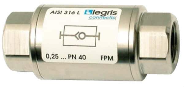 Legris - 1/8" Stainless Steel Check Valve - Unidirectional, FNPT x FNPT, 580 WOG - Best Tool & Supply